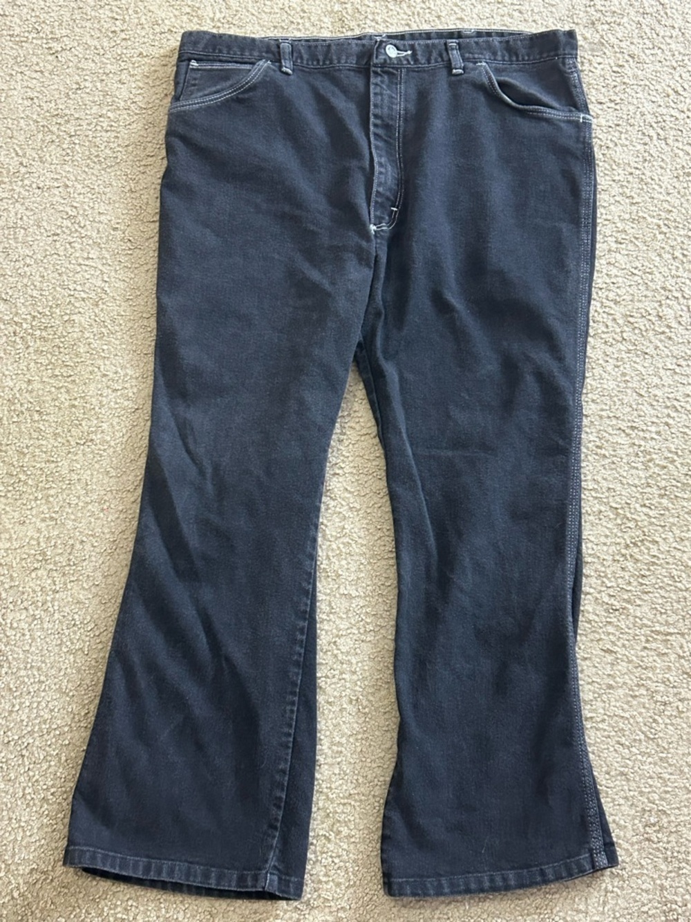 Vintage 80s Sheplers Jeans Mens 42 (38x28) Black White Bootcut Retro Stitch